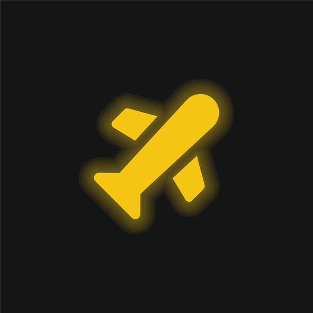 Піктограма жовтого літака, що світиться неоном
 - Вектор, зображення