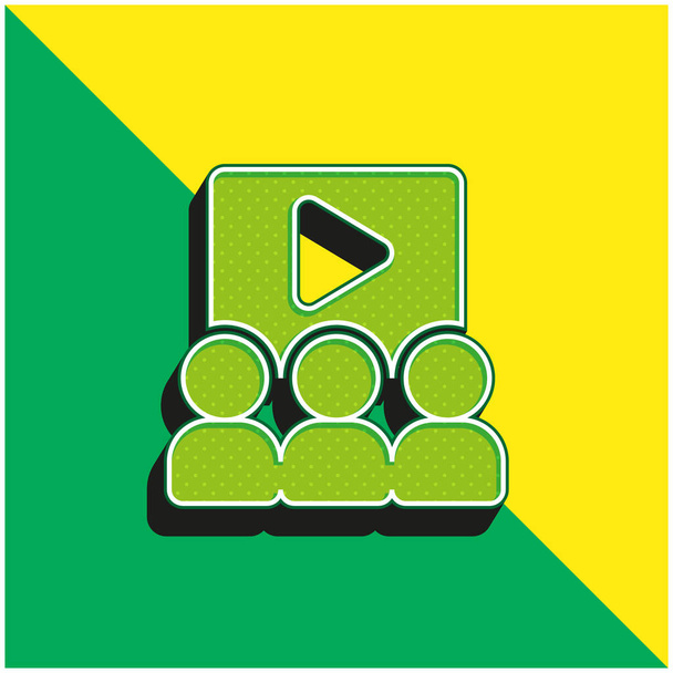 Publiczność Zielone i żółte nowoczesne logo wektora 3D - Wektor, obraz
