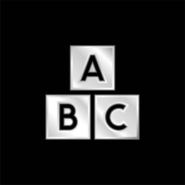 Abc Block argento placcato icona metallica - Vettoriali, immagini
