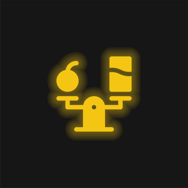 Vyvážená žlutá zářící neonová ikona - Vektor, obrázek