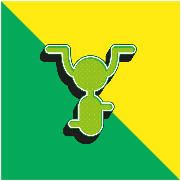 Fiets Groen en geel modern 3D vector icoon logo - Vector, afbeelding