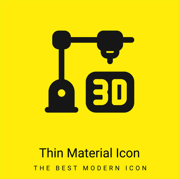 Impresión 3d mínimo icono de material amarillo brillante - Vector, Imagen