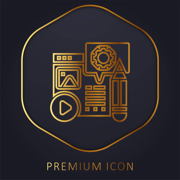 Blog Złota linia logo premium lub ikona - Wektor, obraz