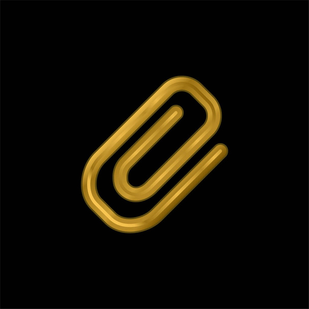 Attachment Diagonal Symbol Of A Paperclip gold plated metalic icon or logo vector - Vector, Image