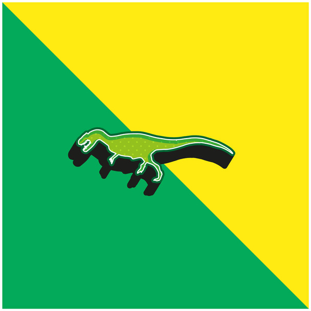 Allosaurus Dinosaur Shape Green and yellow modern 3d vector icon logo - Vector, Image