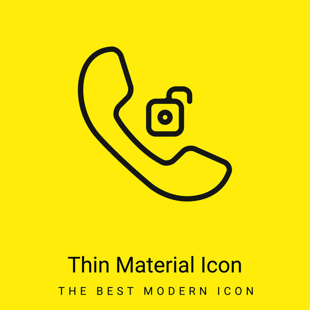 Auricular teléfono desbloqueado mínimo icono de material amarillo brillante - Vector, Imagen