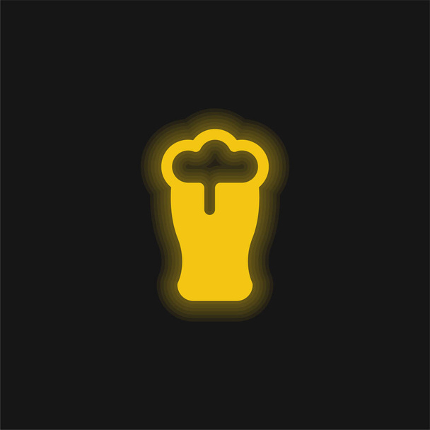 Birra giallo brillante icona al neon - Vettoriali, immagini