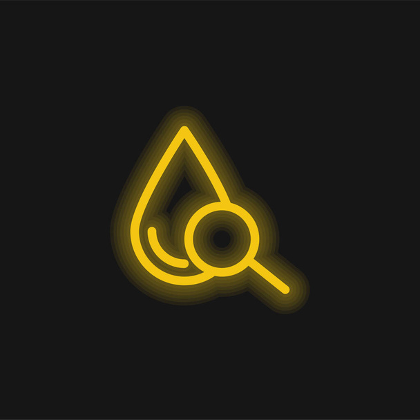Kropla krwi żółta świecąca ikona neonu - Wektor, obraz