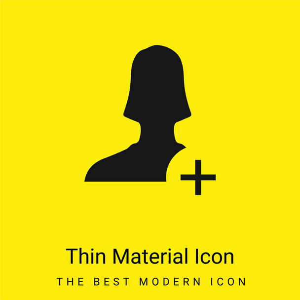 Add Female User minimal bright yellow material icon - Vector, Image