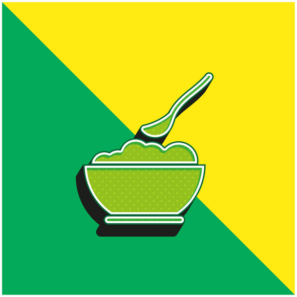 Baby Food Vihreä ja keltainen moderni 3d vektori kuvake logo - Vektori, kuva