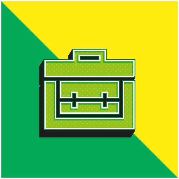 Χαρτοφύλακας Πράσινο και κίτρινο σύγχρονο 3d διάνυσμα εικονίδιο λογότυπο - Διάνυσμα, εικόνα