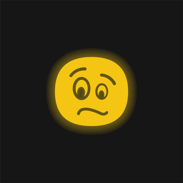 Agitated Face yellow glowing neon icon - Vector, Image
