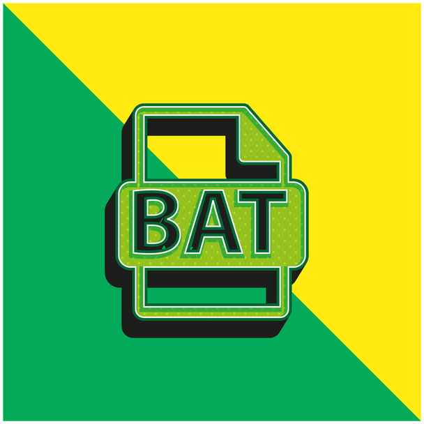 BAT File Format Green and yellow modern 3d vector icon logo - Vector, Image