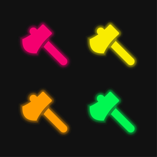 Bijl vier kleuren gloeiende neon vector icoon - Vector, afbeelding