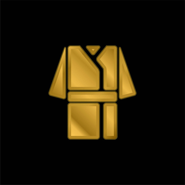 Bata de baño chapado en oro icono metálico o logo vector - Vector, Imagen