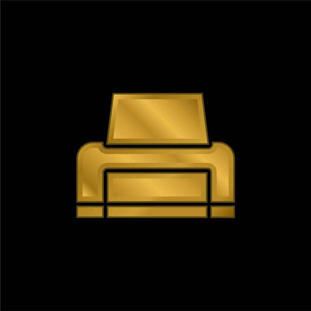Impresora negra chapado en oro icono metálico o logo vector - Vector, imagen