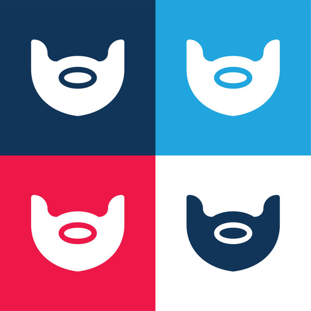 Barba azul y rojo conjunto de iconos mínimo de cuatro colores - Vector, Imagen