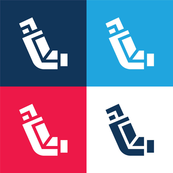 Aerosol azul y rojo conjunto de iconos mínimo de cuatro colores - Vector, imagen
