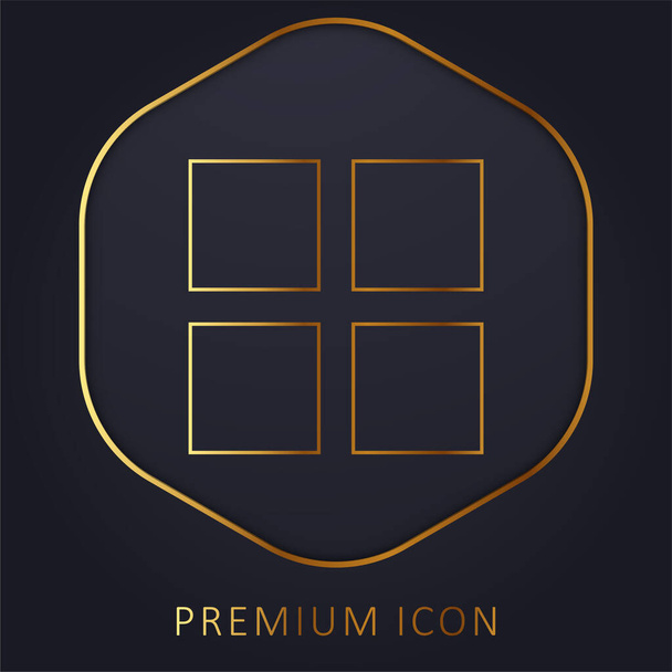 4 cuadrados negros logotipo de la línea de oro premium o icono - Vector, Imagen
