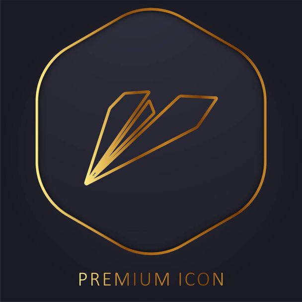 Black Origami Plane zlatá čára prémie logo nebo ikona - Vektor, obrázek