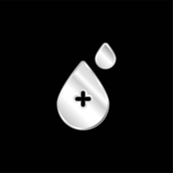 Blood Drop postříbřená kovová ikona - Vektor, obrázek