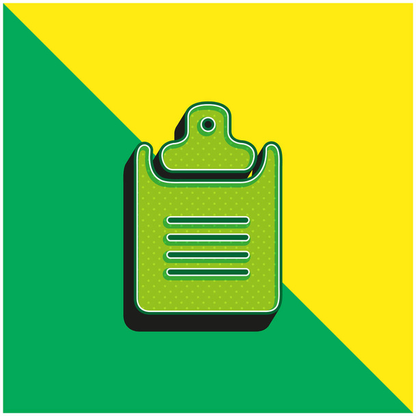 Black Clipboard Green and yellow modern 3d vector icon logo - Vector, Image