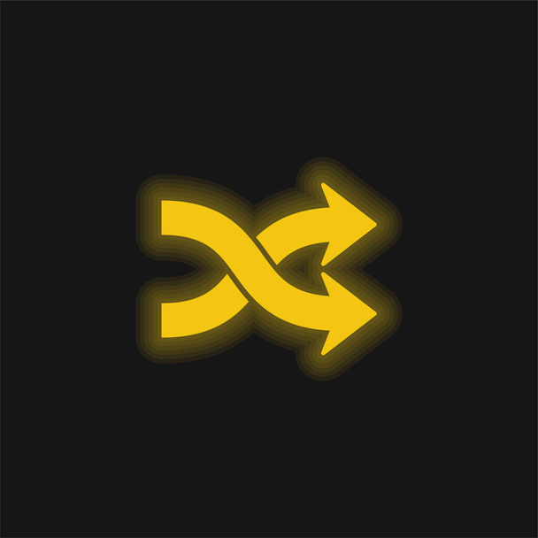 Flèche Mélange jaune brillant icône néon - Vecteur, image