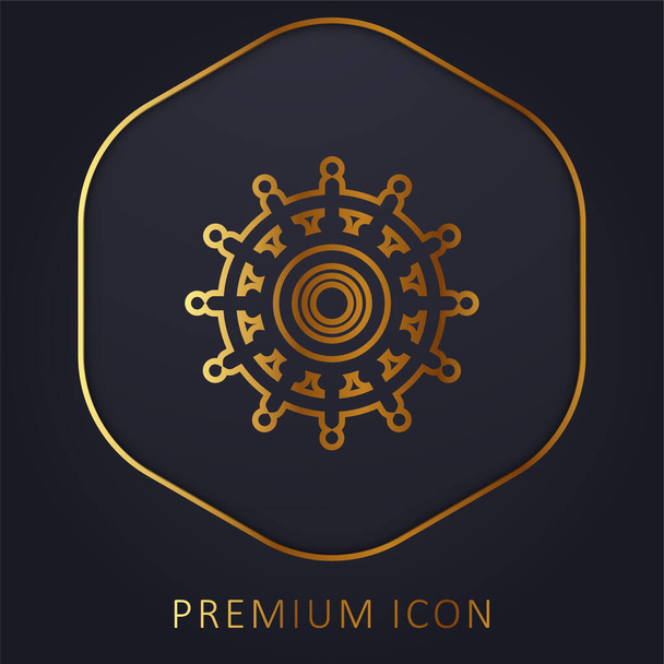 Velké kormidlo zlaté linie prémie logo nebo ikona - Vektor, obrázek