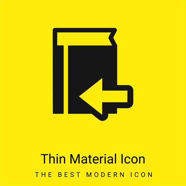 Botón de Libro Atrás Con Flecha Izquierda mínimo icono de material amarillo brillante - Vector, Imagen
