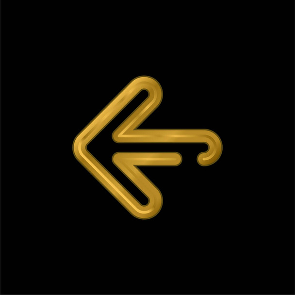 Arrow Left gold plated metalic icon or logo vector - Vector, Image