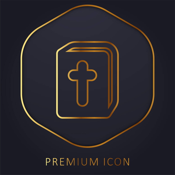 Bible Book golden line premium logo or icon - Vector, Image