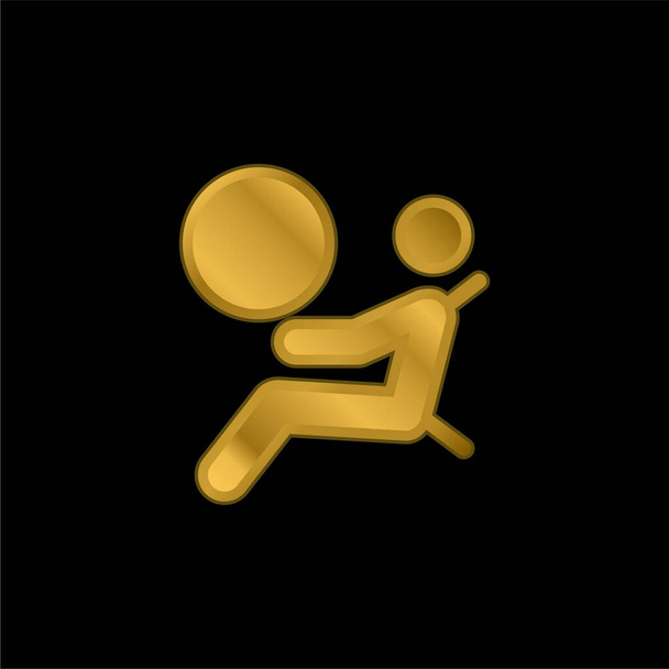 Airbag gold plated metalic icon or logo vector - Vector, Image