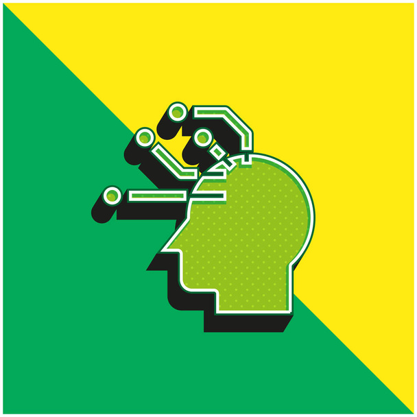 Inteligencia artificial verde y amarillo moderno vector 3d icono del logotipo - Vector, Imagen