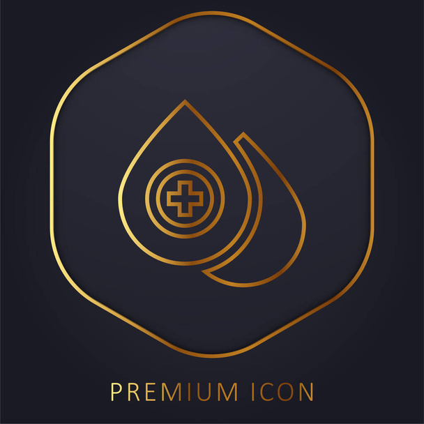 Blood Drop golden line premium logo or icon - Vector, Image