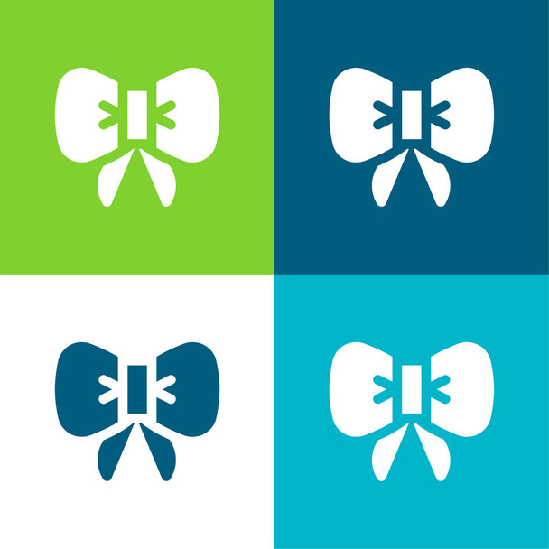 Noeud papillon plat quatre couleurs minimum jeu d'icônes - Vecteur, image