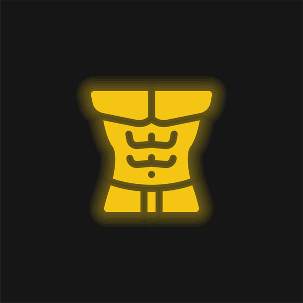 Абдомінальна жовта сяюча неонова ікона
 - Вектор, зображення