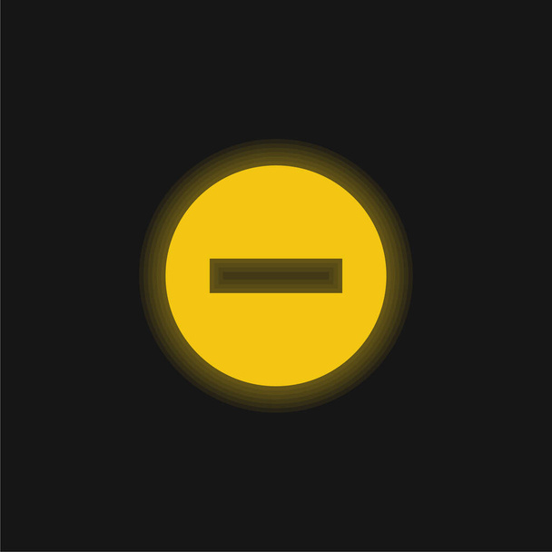 Blocked Sign yellow glowing neon icon - Vector, Image