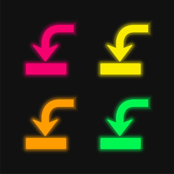 Arrow Into Drive Σύμβολο τέσσερα χρώμα λαμπερό νέον διάνυσμα εικονίδιο - Διάνυσμα, εικόνα