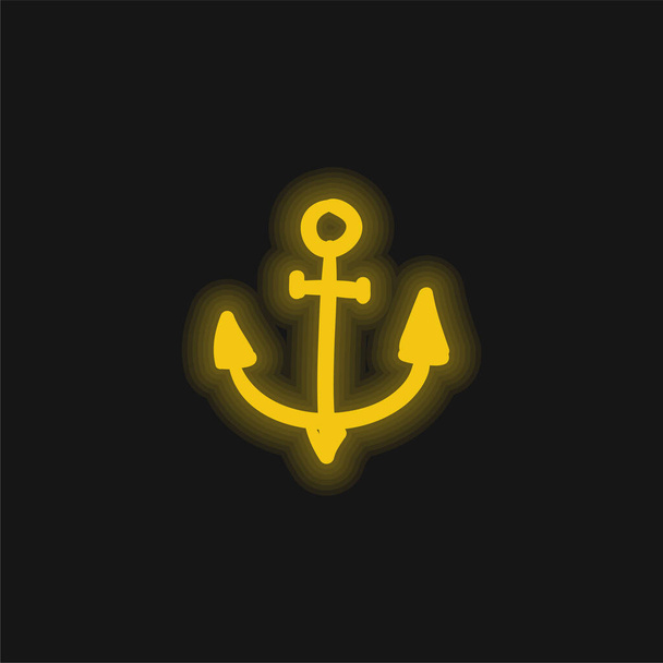 Kotevní žlutá zářící neonová ikona - Vektor, obrázek