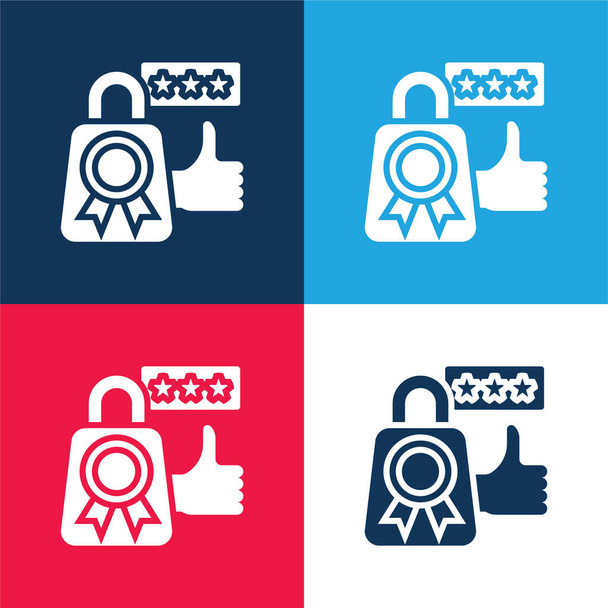Best Seller blue and red four color minimal icon set - Vector, Image
