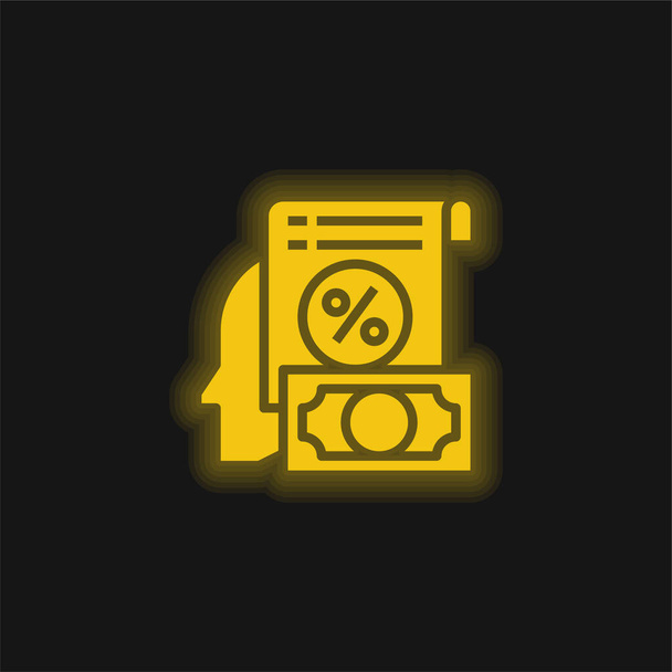 Księgowość żółta świecąca ikona neonu - Wektor, obraz
