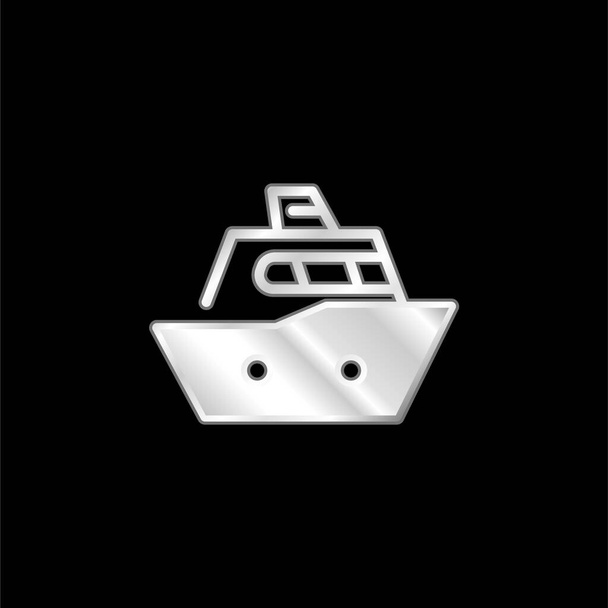 Ασημένιο μεταλλικό εικονίδιο σκάφους - Διάνυσμα, εικόνα