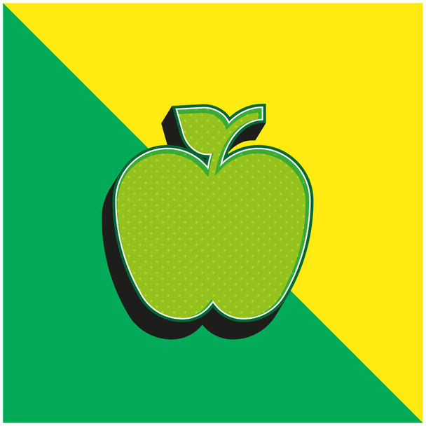 Manzana verde y amarillo moderno vector 3d icono del logotipo - Vector, imagen
