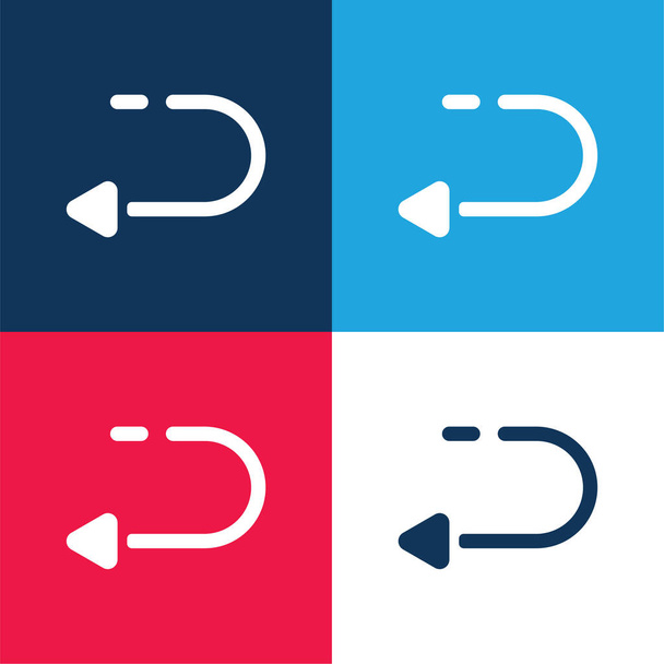 Hátsó kék és piros négy szín minimális ikon készlet - Vektor, kép