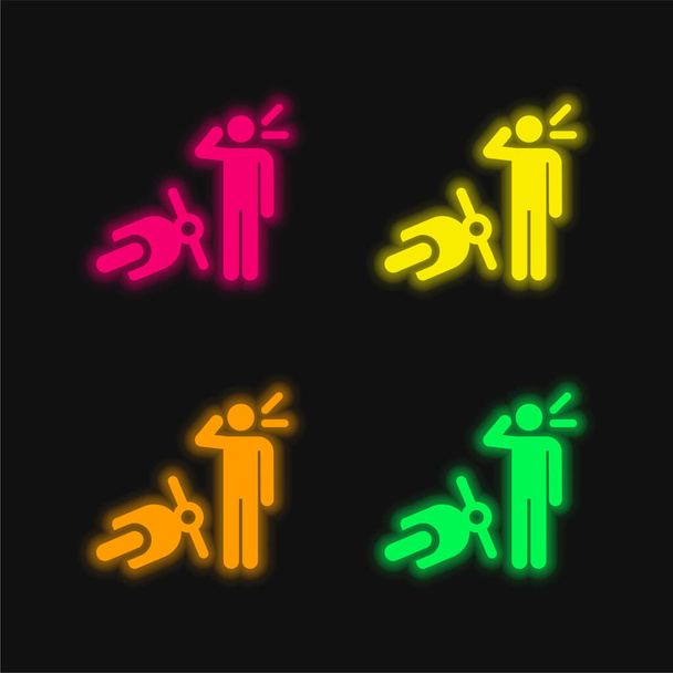 Ongeluk vier kleuren gloeiende neon vector pictogram - Vector, afbeelding