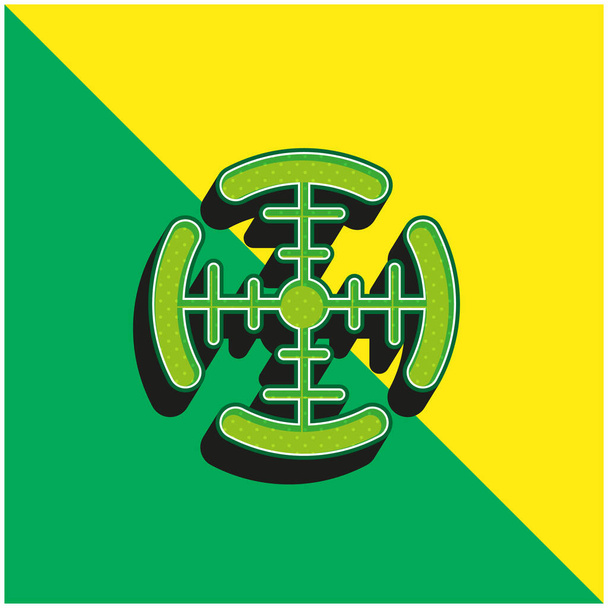 Richt op Groen en geel modern 3D vector icoon logo - Vector, afbeelding