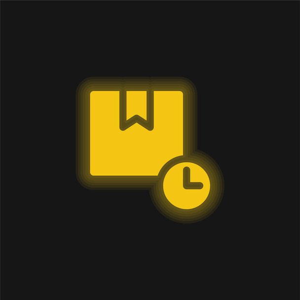 Caja amarilla brillante icono de neón - Vector, Imagen