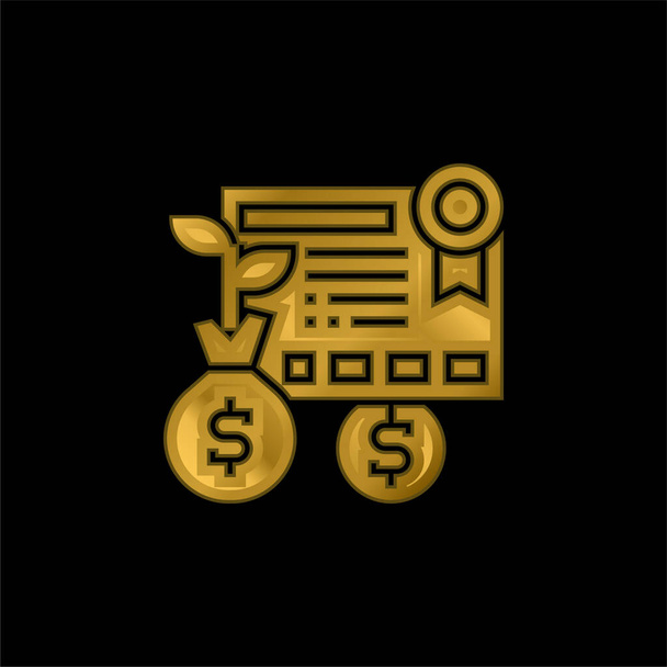Bono chapado en oro icono metálico o logo vector - Vector, Imagen