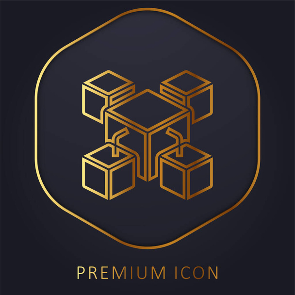 Blockchain linea dorata logo premium o icona - Vettoriali, immagini