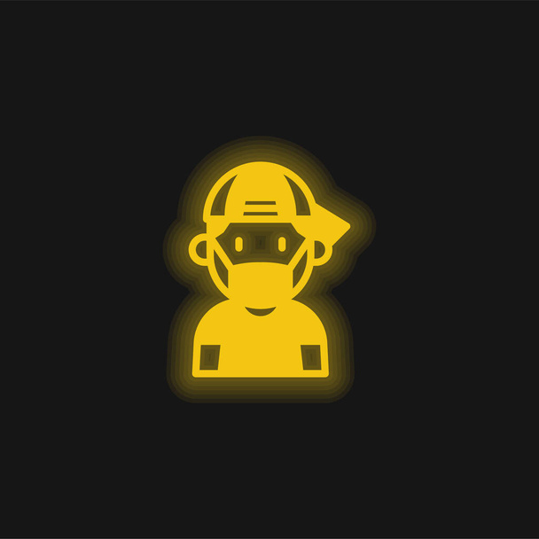 Fiú sárga izzó neon ikon - Vektor, kép